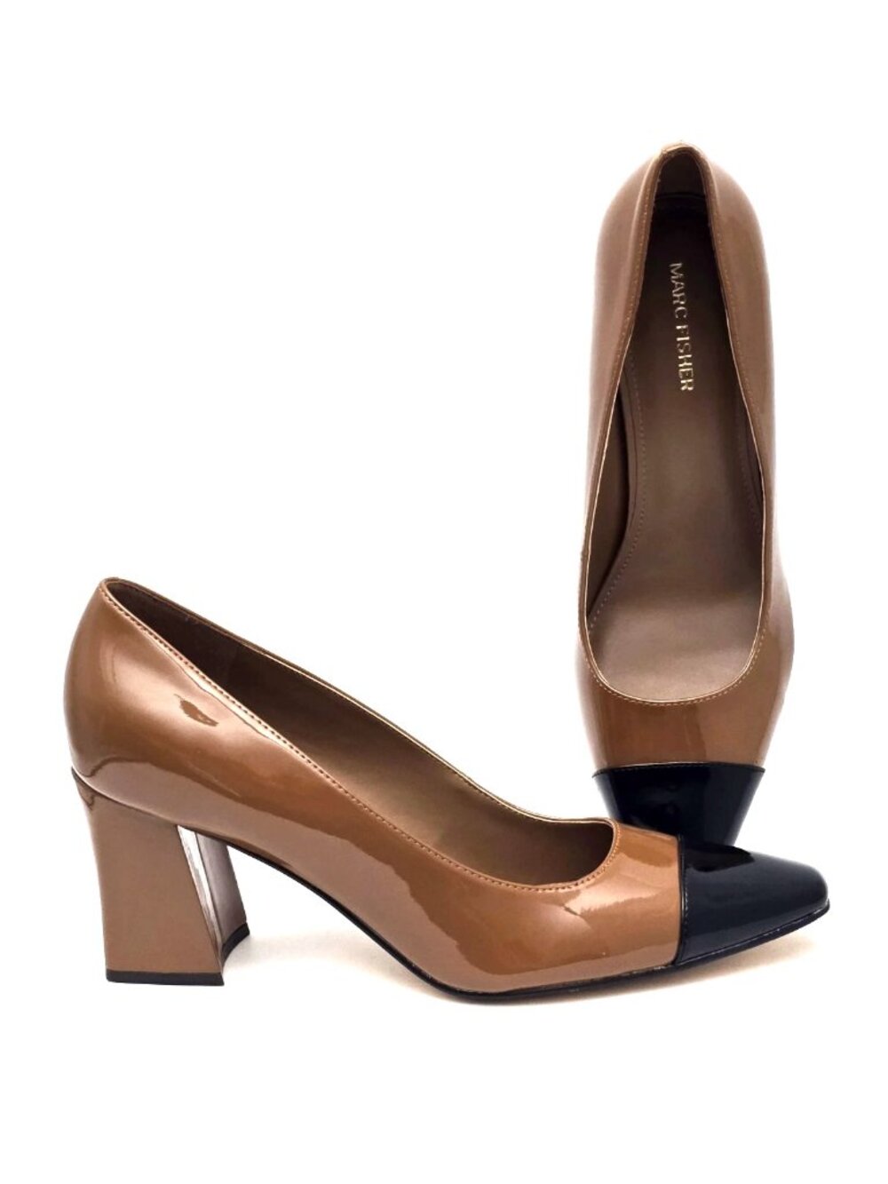 Marc Fisher Kapila Brown Black Patent Leather Pump Heels Women’s Size 11 M